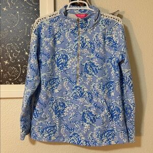 Lilly Pulitzer Blue Peri Turtley Awesome skipper popover size L